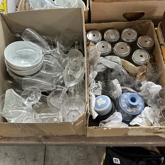 2 box crystal, wedgewood etc