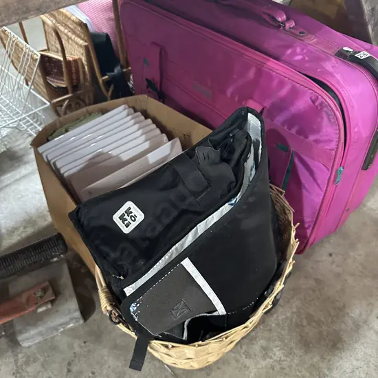 Large dinner plates, bike basket and chilli bag