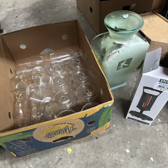 glassware, vase and new pump
