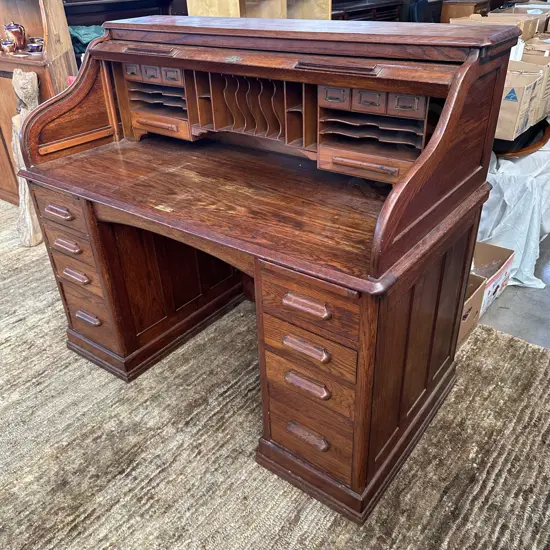 "THE LEBUS DESK" Oak roll top