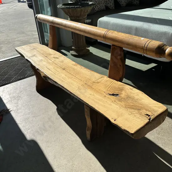 Rustic log bench seat