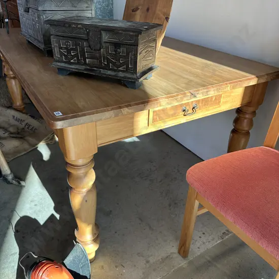 Solid Rimu dining table with draw each end