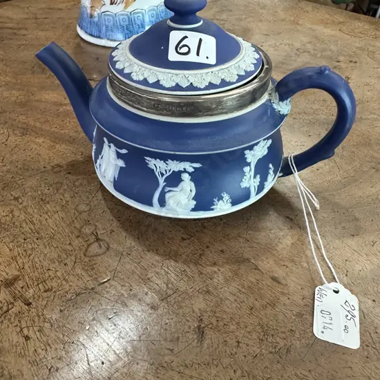 Wedgwood Jasperware teapot with Silver rim