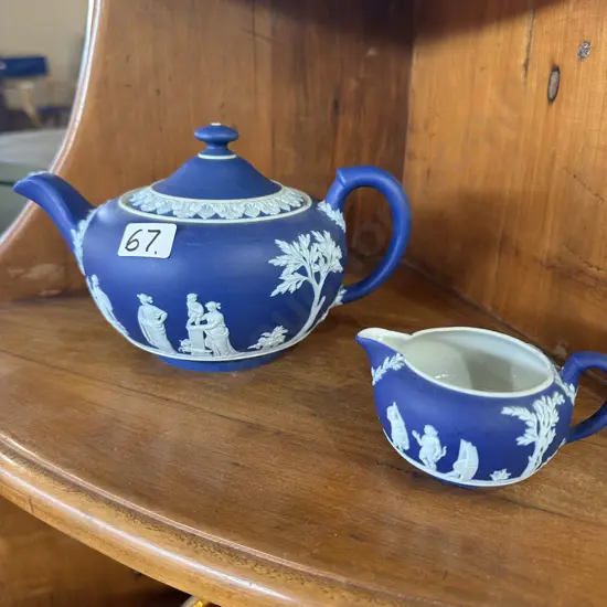 Wedgewood Jasperware teapot & jug