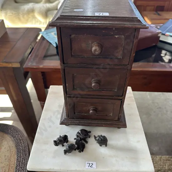 Wotnot drawers & carved mini elephants