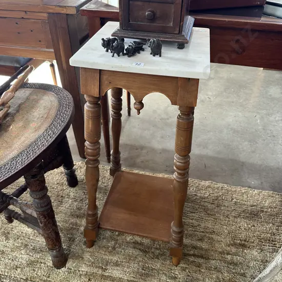 Marble top planter stand