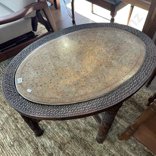 Moroccan wood/Brass side table