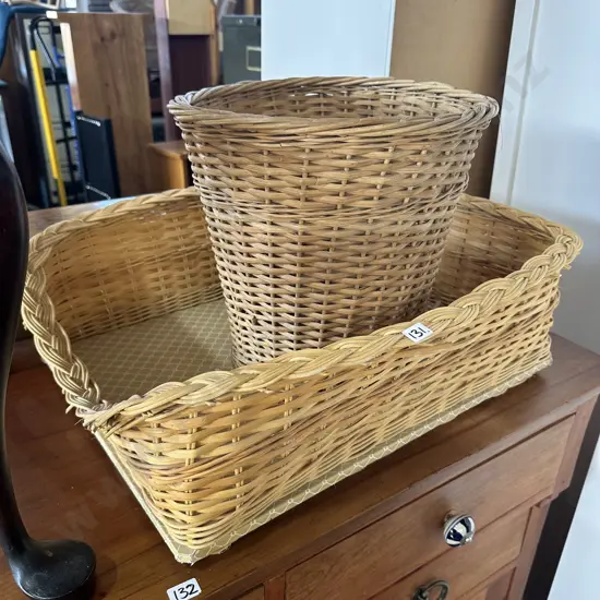 Wicker pet bet & waste baskets