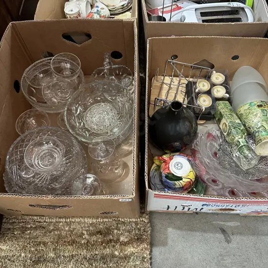 2 box glassware & crystal etc
