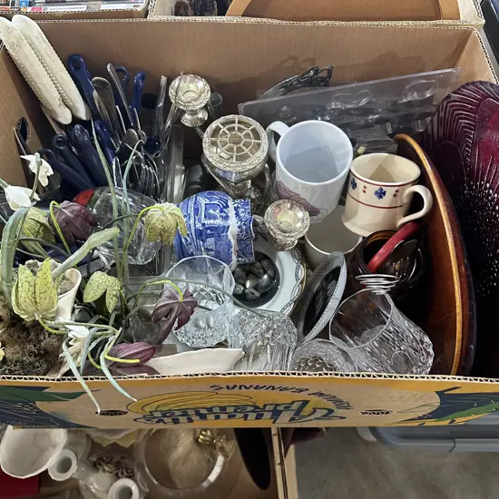 2 box cutlery, collectables etc