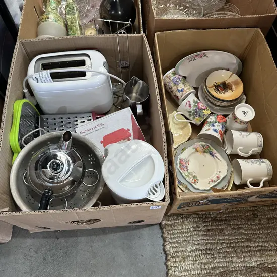2 box crockery and kitchen appliances