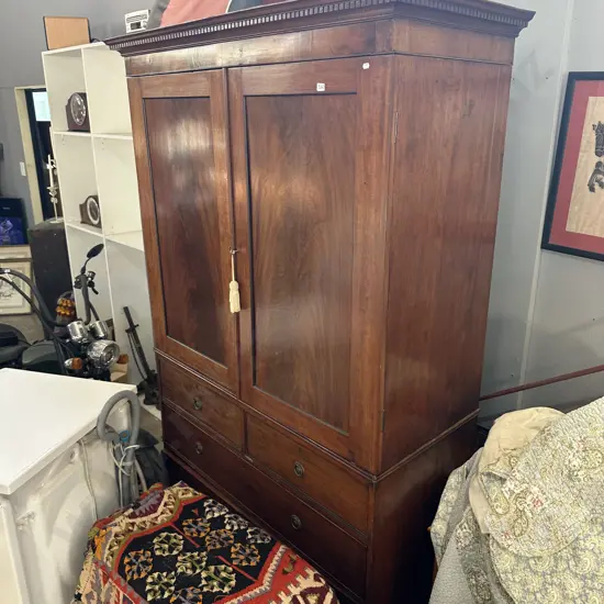 Georgian style cupboard on chest c1880