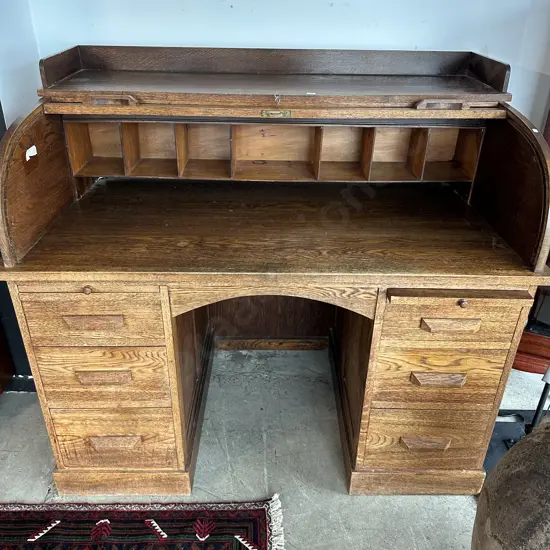 Oak roll top desk