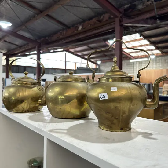 3 Brass kettles