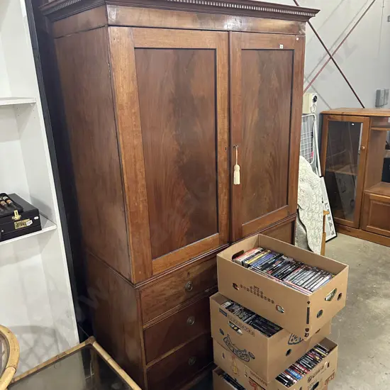 Georgian style cupboard on chest c1880