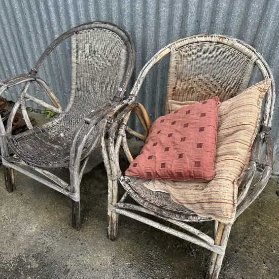 Pr cane chairs - average