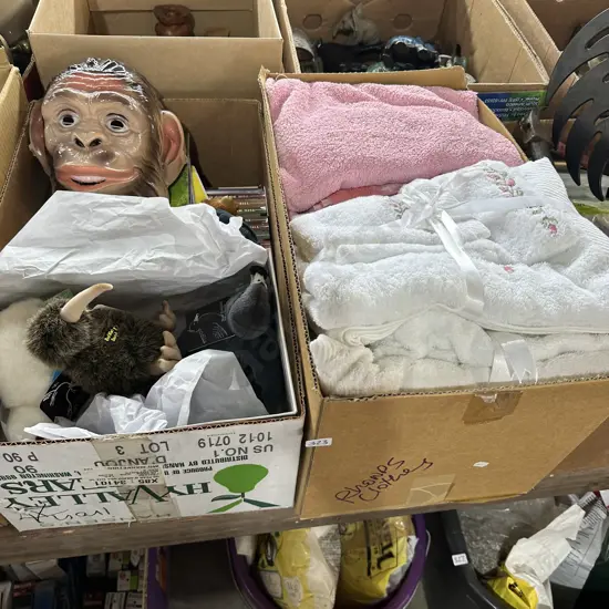 2 box toys and towels