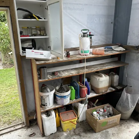 Metal shelf and contents