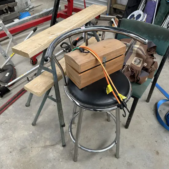 Pr saw horse, stool and chair etc