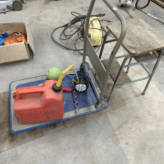 Trolley and contents plus stool