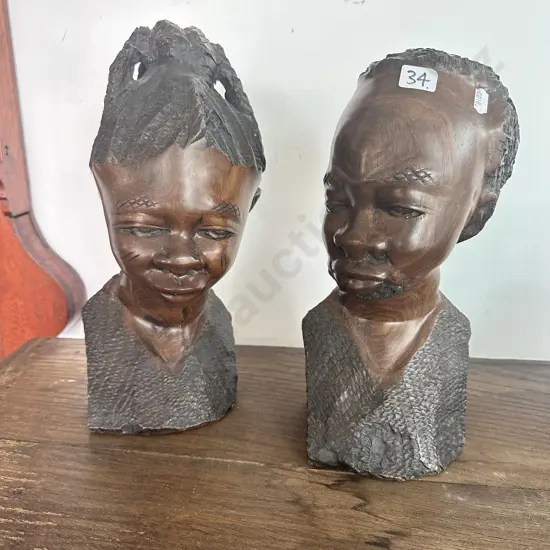 Pr large hardwood African busts