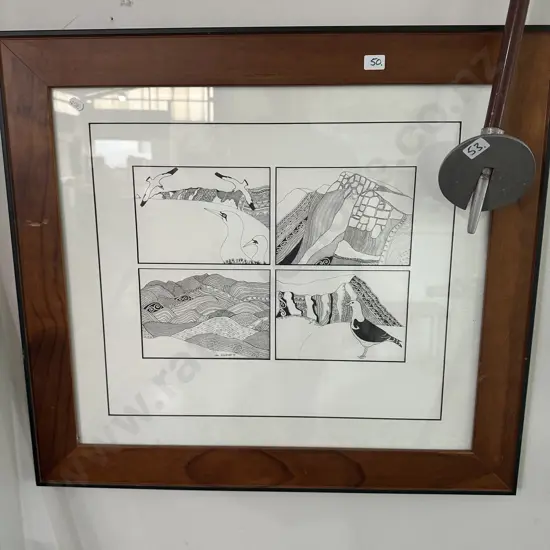 Jan Fitzgerald original pen drawing "window of Hawkes Bay" 2009