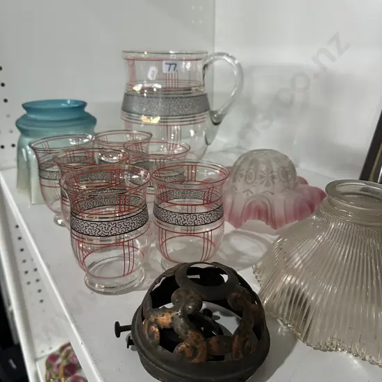 50s water set plus vintage light shades
