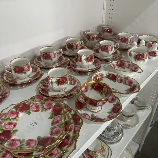 Shelf lot Royal Albert Old English Rose