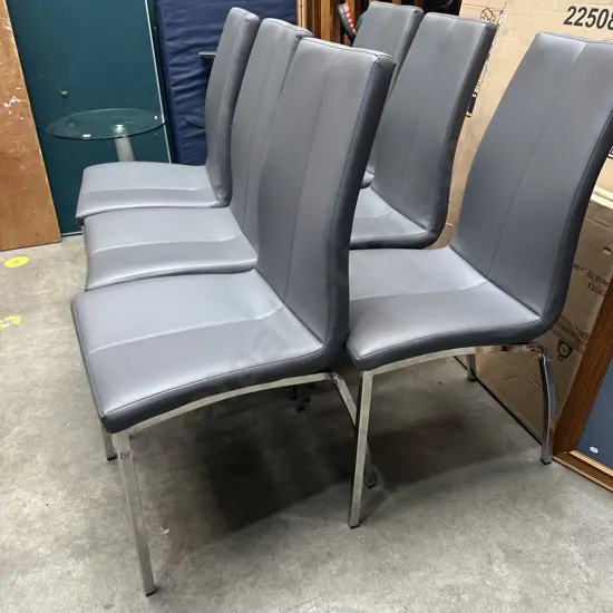 Set of 6 modern leatherette and chrome chairs