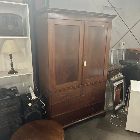 Georgian style cupboard on chest c1880