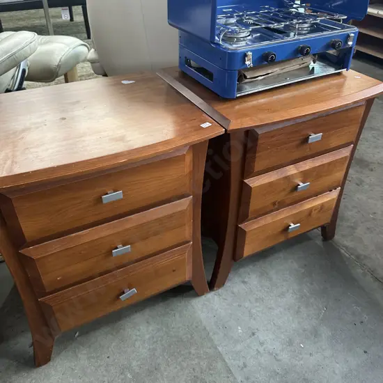 Pr Pine bedside drawers