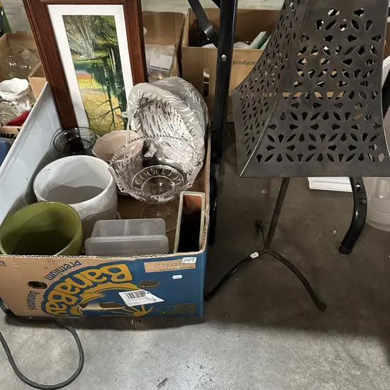 Vases and candle holder, 2 pictures etc