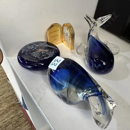 Art glass and solid brass clock