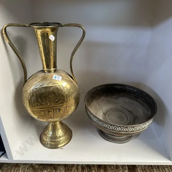 Brass vase and bowl