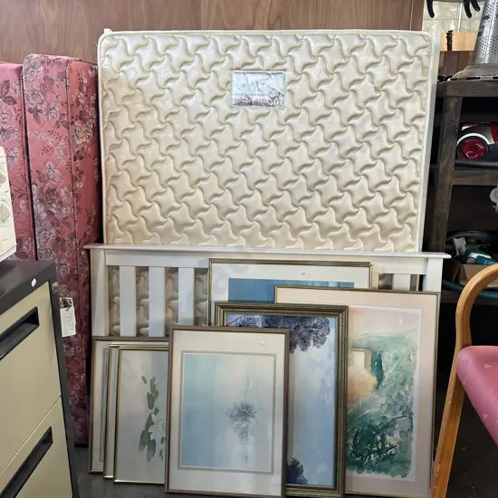 Queen slat bed (with headboard that needs repair)