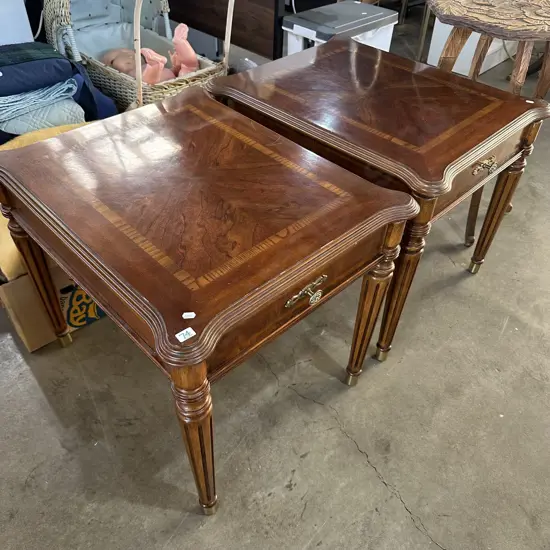 Pr of lounge side tables