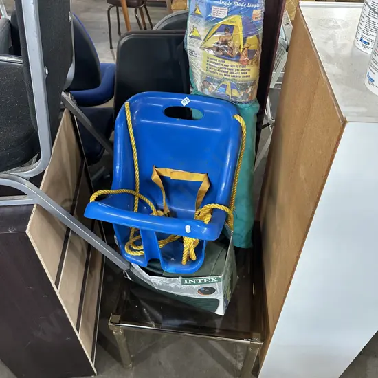 Coffee table, air mattress, kids toy, wind shelter