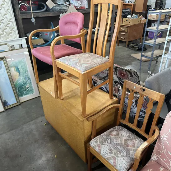 2 Rimu chairs and office chair