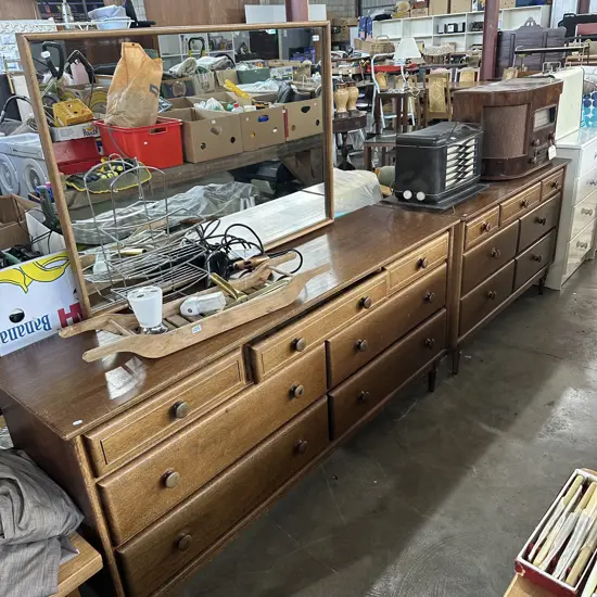 Solid dressing table and chest drawers