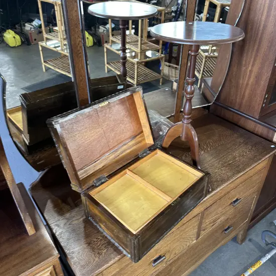 Wooden trinket box plus side table