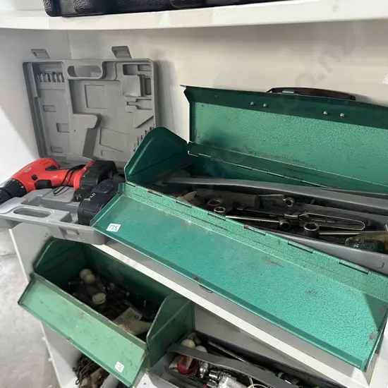 Drill, tool box and contents