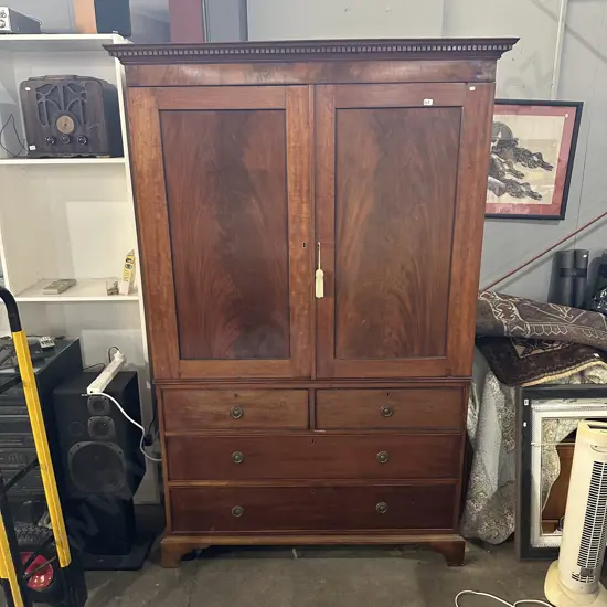 Georgian style cupboard on chest c1880