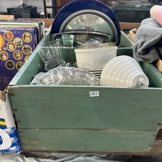 2 vintage wooden boxes plus contents