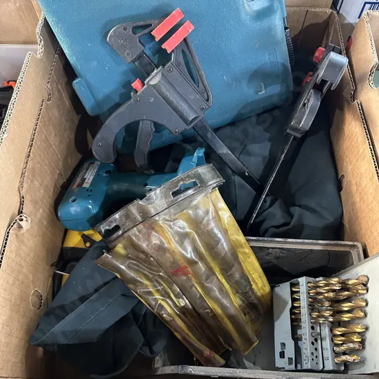 2 x box drill bits , clamps etc