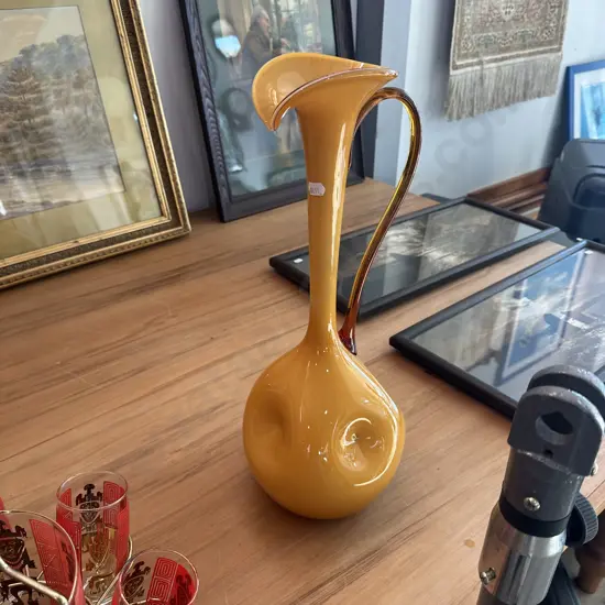 45cm 1970s Art glass jug