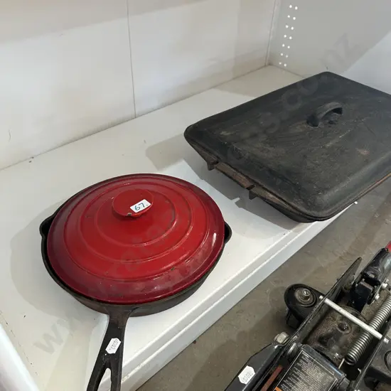 2 x cast lidded dishes