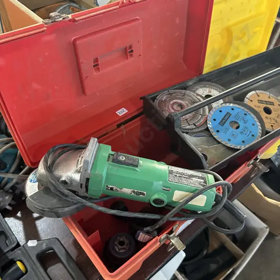 Tool box with angle grinder