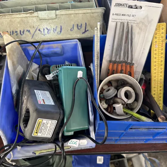 2 small bins of tools and parts