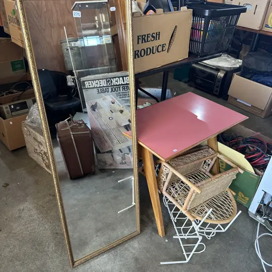 Mirror , vintage side table etc