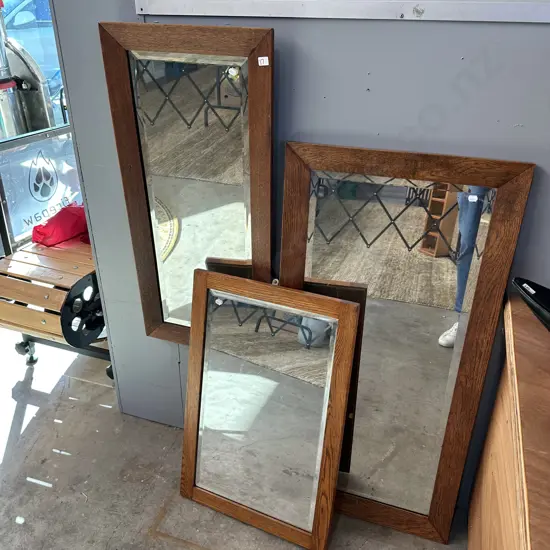 3 x Oak framed mirrors